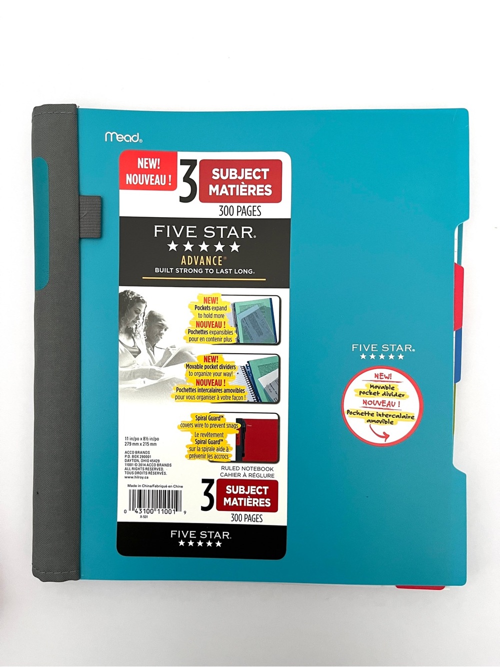 Brand New Mead Five Star Advance 3-Subject 300 Pages Notebook